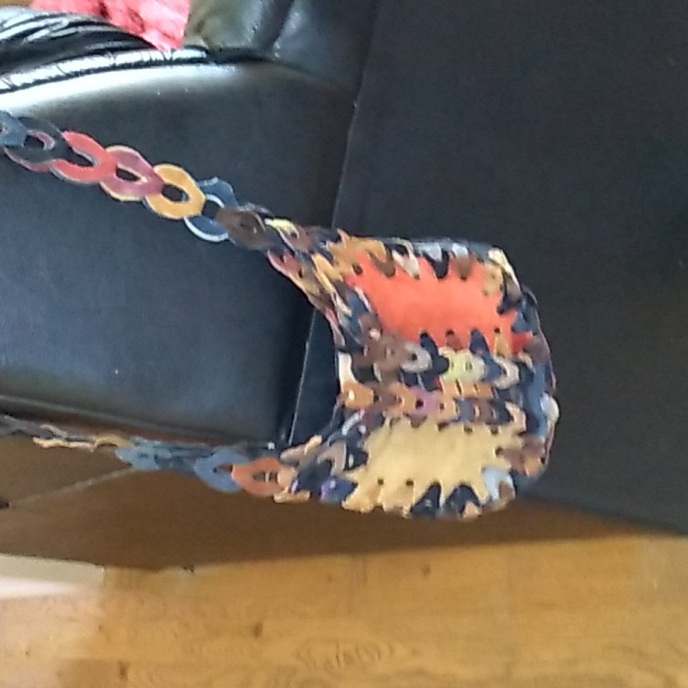 Hobo Leather Patchwork Pieces Bag Perfect Vintage… - image 1